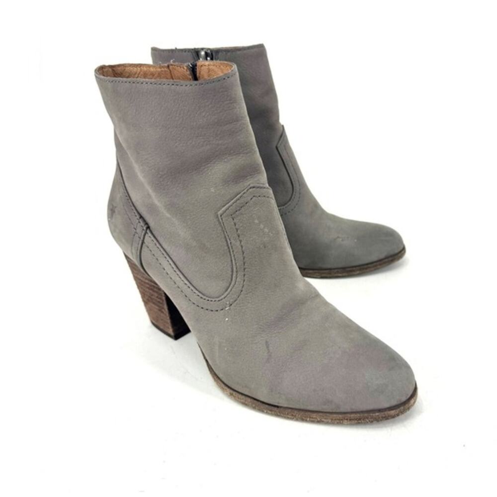 Frye Sacha Moto Short Grey Leather Western Ankle Booties 9.5M‎ 3470579-DAS